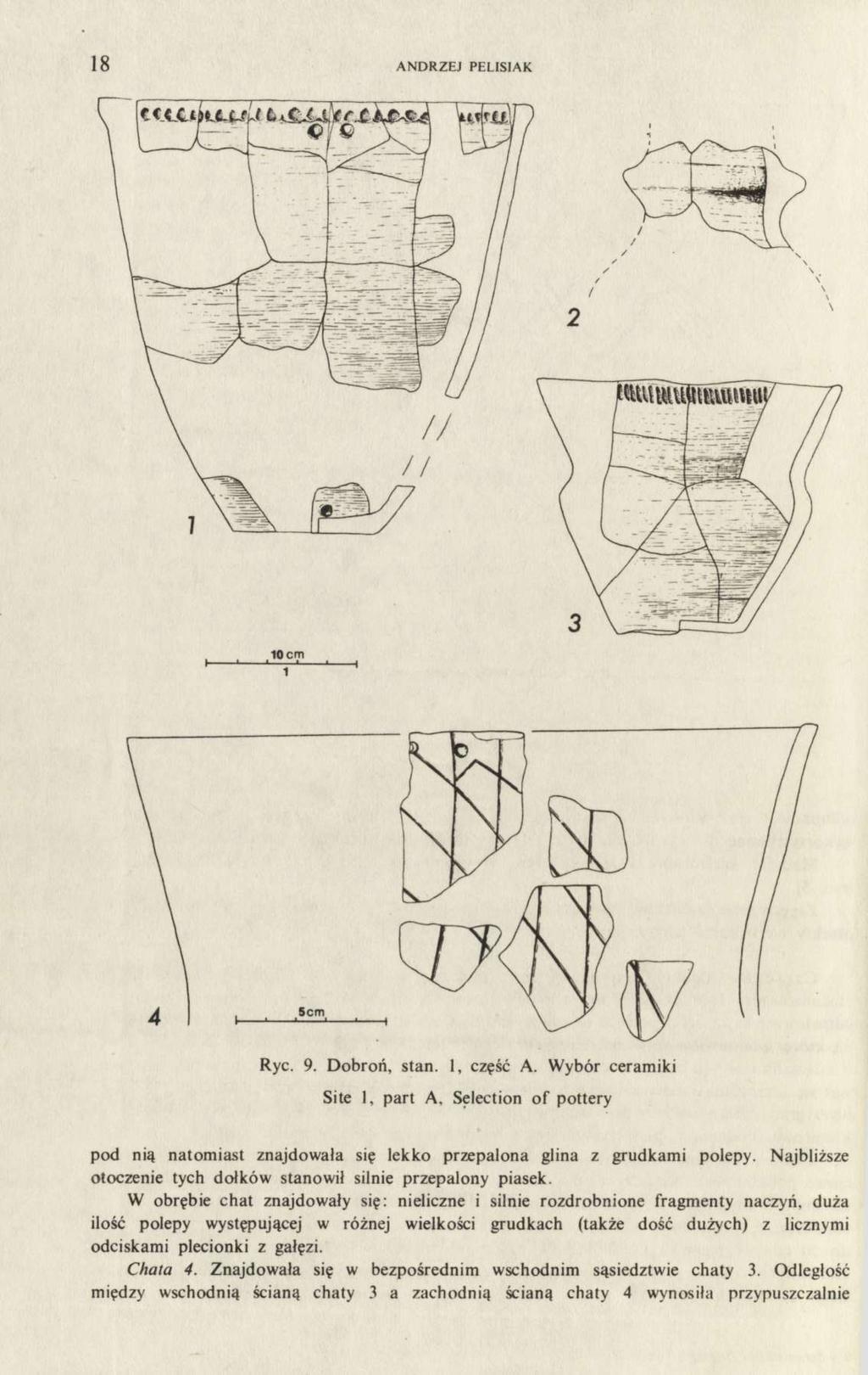 18 ANDRZEJ PELISIAK Ryc. 9. Dobroń, stan. 1, część A. Wybór ceramiki Site 1, part A. Selection of pottery pod nią natomiast znajdowała się lekko przepalona glina z grudkami polepy.