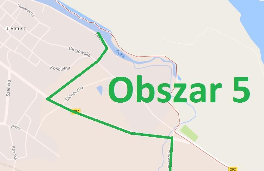 OBSZAR NR 5 - Bytom Odrzański ulice: Głogowska (część), Kopernika (część), Słoneczna.