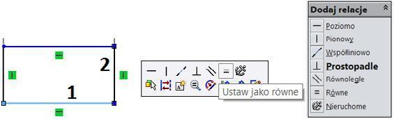 Rysunek 2.24. Przykład dodawania relacji Równe Rysunek 2.25. Dodawanie relacji Wspólne dodawanie relacji Wspólne (rysunek 2.