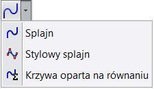 Splajny. Narzędzia splajnu Rysunek 2.90. Polecenia rysowania splajnu W szkicu mamy do dyspozycji następujące typy splajnów (rysunek 2.90): Splajn tzw.