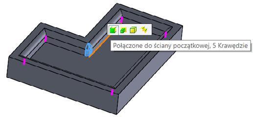 Zaokrągleń kliknij krawędź jak na rysunku poniżej i wybierz opcję