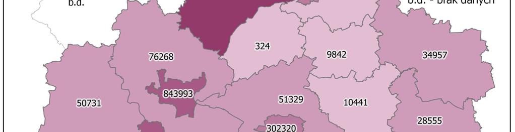 powiatów w 2015 roku źródło: opracowanie własne na podstawie danych Głównego Urzędu Statystycznego Największy udział w emisji