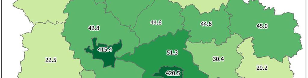 poszczególnych jego powiatach w 2015 roku źródło: opracowanie własne na podstawie danych