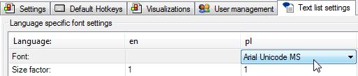 Zamiana języka Polskie znaki wyświetlą się dopiero, gdy zaznaczymy w Visualization Manager Settings opcję