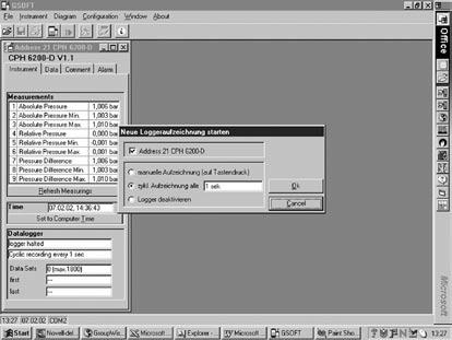 Rejestrator danych oprogramowanie GSoft Oprogramowanie kalkulacyjne rejestratora danych GSoft umożliwia wyświetlanie w formie tabel lub wykresów w komputerze PC dane z wewnętrznego rejestratora