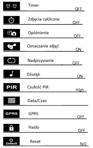 4.4 Ustawienia kamery Timer Naciśnij Menu/OK, naciśnij Zasilanie/Nawigacja aby wybrać ON. Naciśnij Menu/OK ponownie aby ustawić Timer.