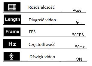 4.3 Ustawienia video Rozdzielczość Naciśnij Menu/OK, naciśnij Zasilanie/Nawigacja aby wybrać rozmiar. Naciśnij Menu/OK aby zatwierdzić.