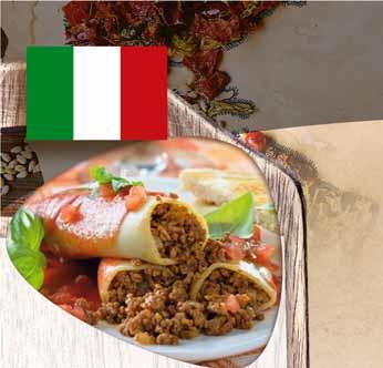 4 Cannelloni bolognese Składniki: - 250 g makaronu cannelloni - 500 g mięsa mielonego wieprzowego - 2 łyżki oliwy - 2 ząbki czosnku Sos bolognese: 1 cebula, 1/4