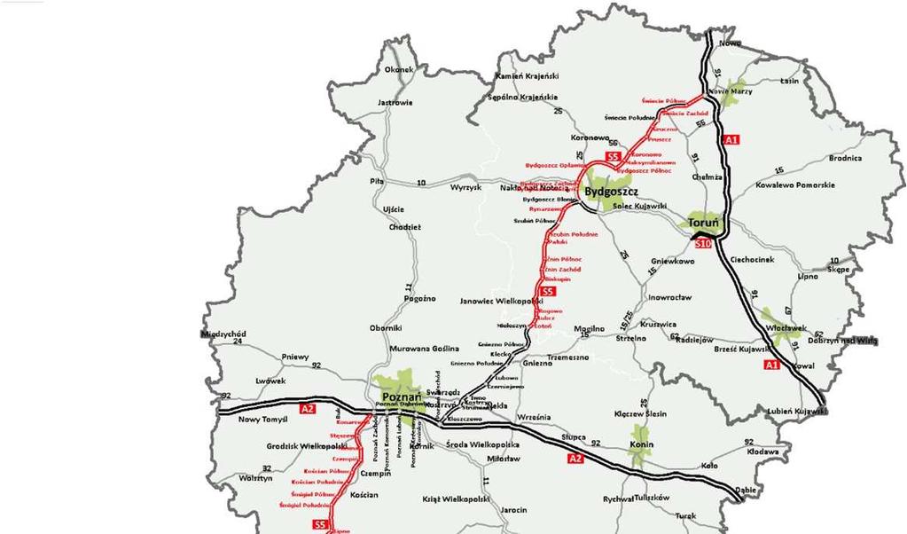 Budowa drogi ekspresowej S-5 Korzeńsko - Wrocław Droga ekspresowa S5 docelowo będzie miała długość około 360 km.