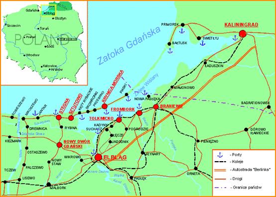 region Mierzeja Wiślana sięga od Sopotu po Półwysep Sambia w Obwodzie Kaliningradzkim, w Rosji. Jej długość wynosi ok.