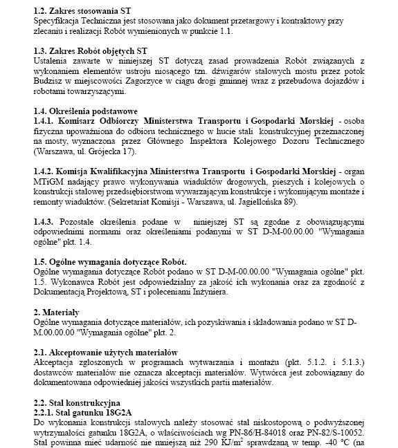 SZCZEGÓŁOWA SPECYFIKACJA TECHNICZNA M 14