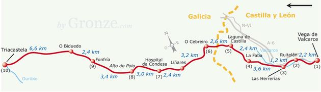 Etap 26 Vega de Valcarce - Triacastela (31.6 km) Ruitelan Mieszk.: 40 Wys.: 690 m.n.p.m. Do Las Herrerias: 1.1 km Do Santiago de Compostela: 161.