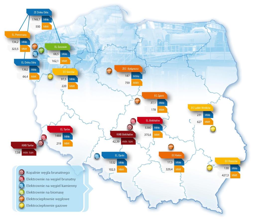 PGE Górnictwo i Energetyka Konwencjonalna Spółka Akcyjna Lokalizacja Oddziałów