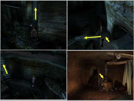 URU: AGES BEYOND MYST Pustynia Kierujemy się w prawo, aż dojdziemy do przyczepy, słuchamy, co jegomość ma nam do powiedzenia.