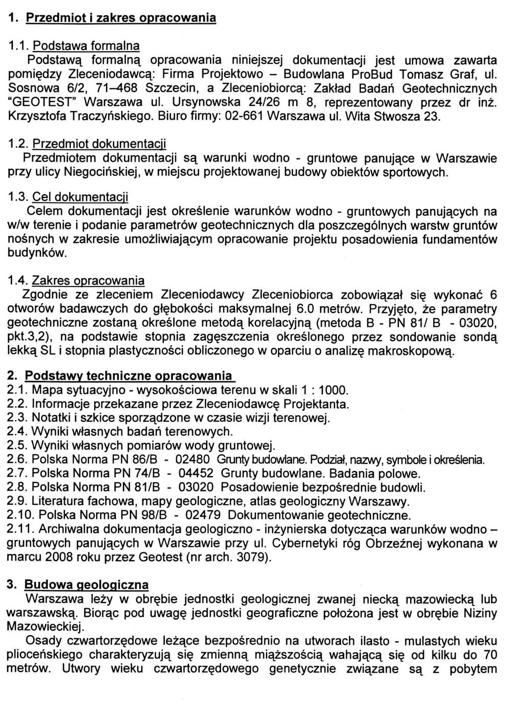 BADANIA GEOTECHNICZNE Budowa basenu i sali