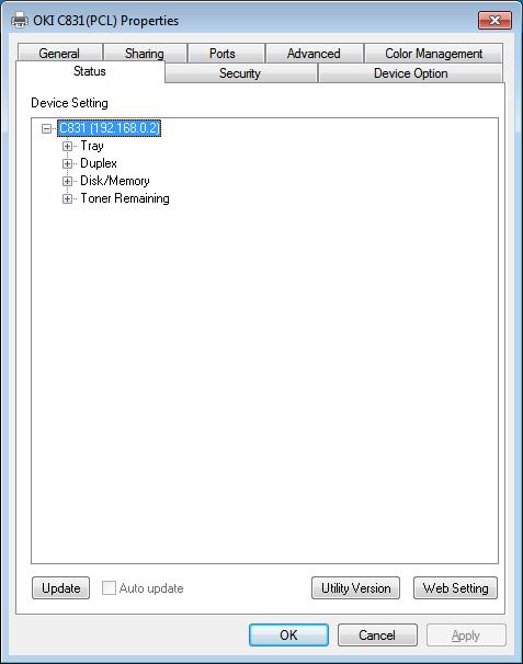 Programy narzędziowe dla systemu Windows Network Extension Za pomocą programu narzędziowego Network Extension można sprawdzać i konfigurować ustawienia drukarki. 1 Otwórz ekran właściwości drukarki.