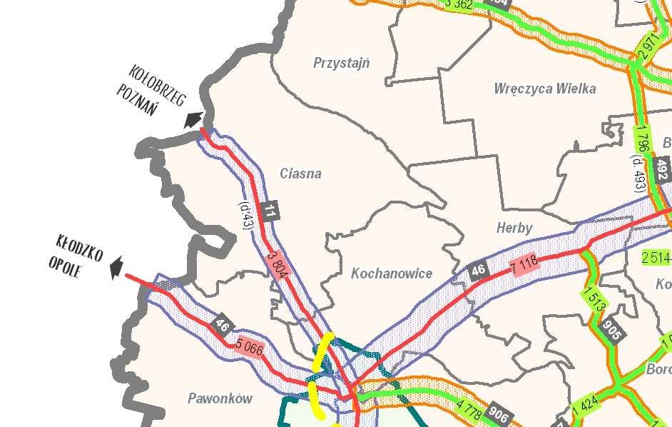 Mapa z pomiarów ruchu
