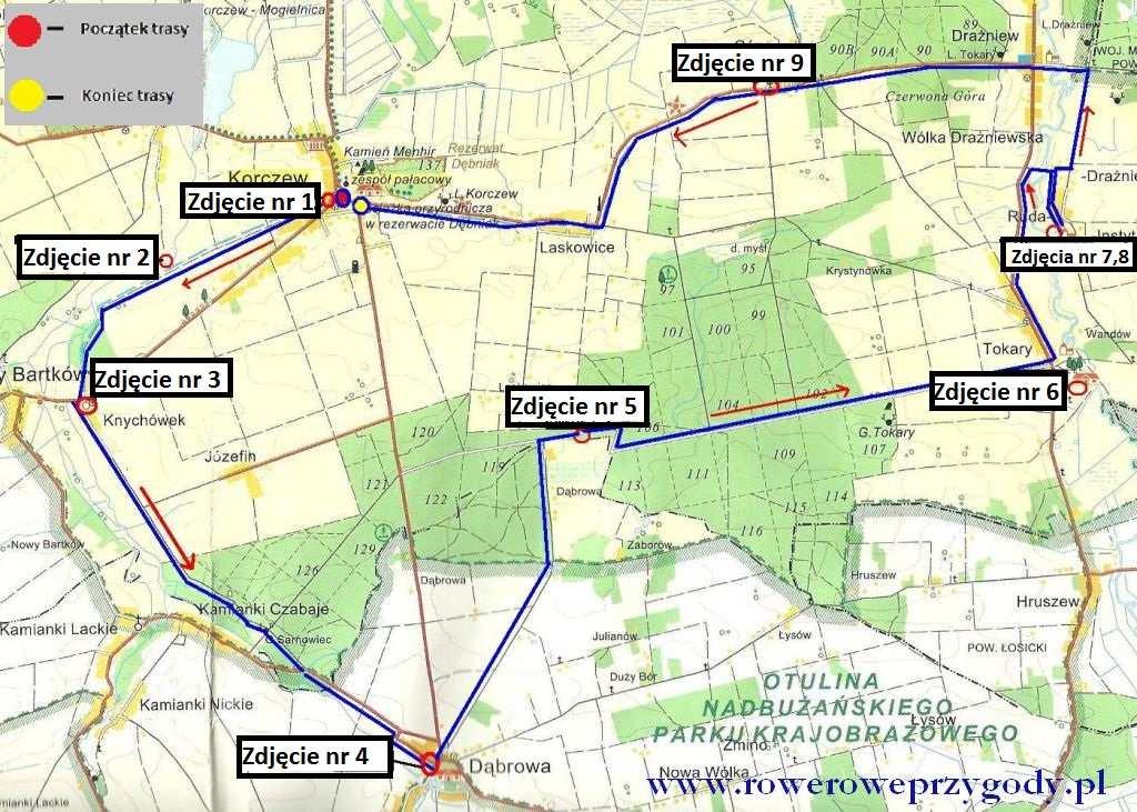 Wycieczka nr 2 KORCZEW-KNYCHÓWEK-DĄBROWA-TOKARY- DRAŻNIEW-KORCZEW Dystans: ok.
