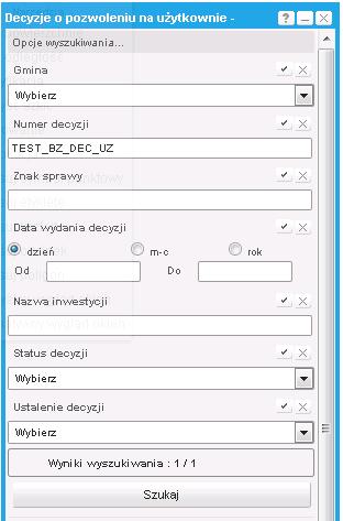 W formatce wyszukiwania ustawione są podstawowe atrybuty wyszukiwania.