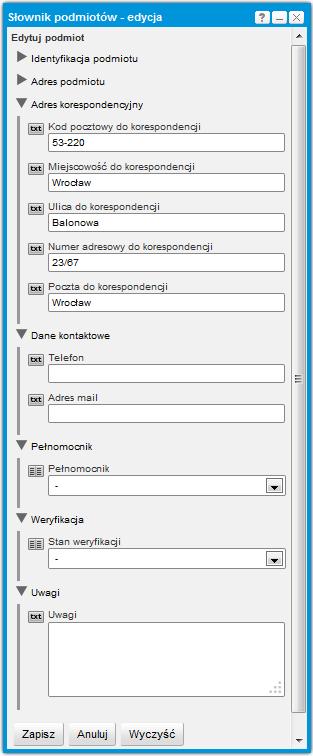 dane dotyczące wnioskodawców.