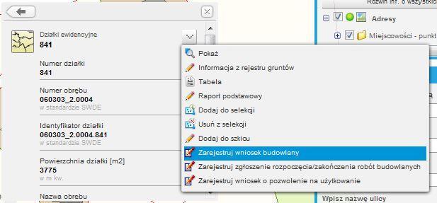 Rysunek 4 Rejestracja wniosku na wyszukanej działce 2.