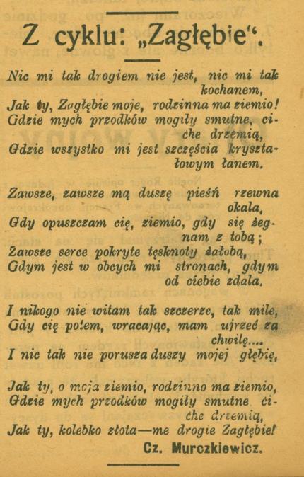 Wycinek pochodzi z Kuriera Zagłębia (listopad 1914 r.