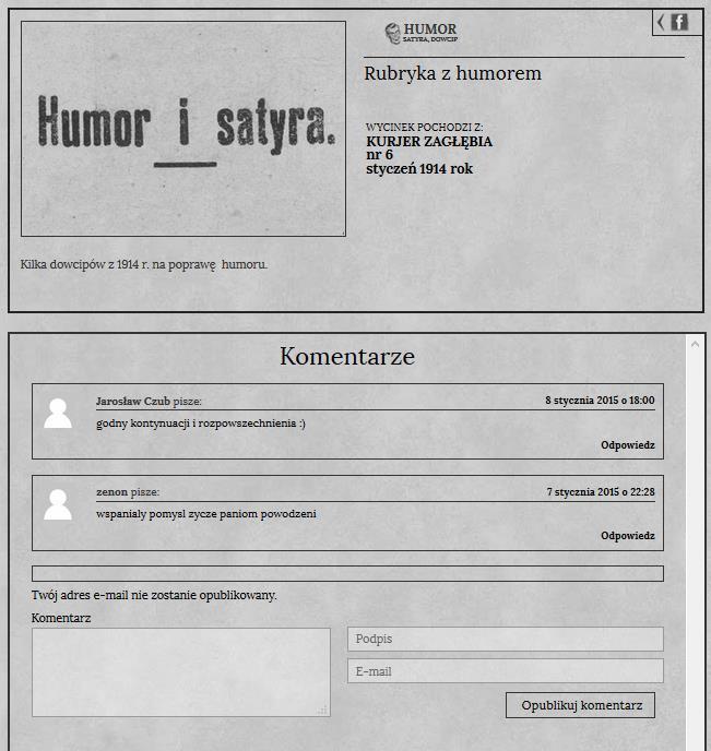 Komentarze odbiorców Strona internetowa umożliwia odbiorcom pozostawienie komentarza