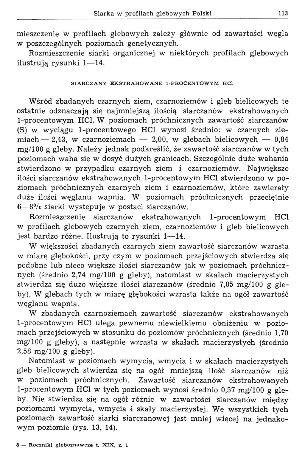 Siarka w profilach glebow ych Polski 113 mieszczenie w profilach glebowych zależy głównie od zawartości węgla w poszczególnych poziom ach genetycznych.