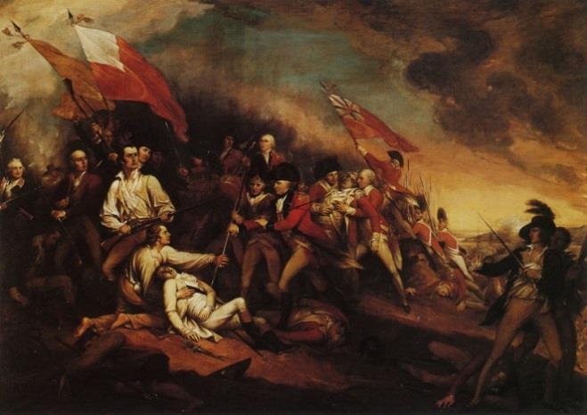 Dwie wersje obrazu J. Trumbulla : Śmierć generała Warrena w bitwie pod Bunker s Hill, 17 czerwca 1775 r. Źródło: Yale Art. Gallery, http://artgallery.yale.edu/collections/objects/57, z dn. 13.02.2017.