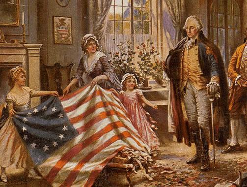 o flagę narodową. W rozsławieniu legendy Betsy Ross najbardziej zasłużył się jej wnuczek. W setną rocznicę ogłoszenia Deklaracji Niepodległości, czyli w 1876 r.