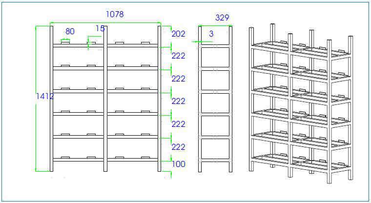 Konstrukcja stojaków wykonana jest z wysokiej jakości profili stalowych ze spawanymi łączeniami lub alternatywnie stojaki przygotowane są w formie zestawu do zdalnego montażu.