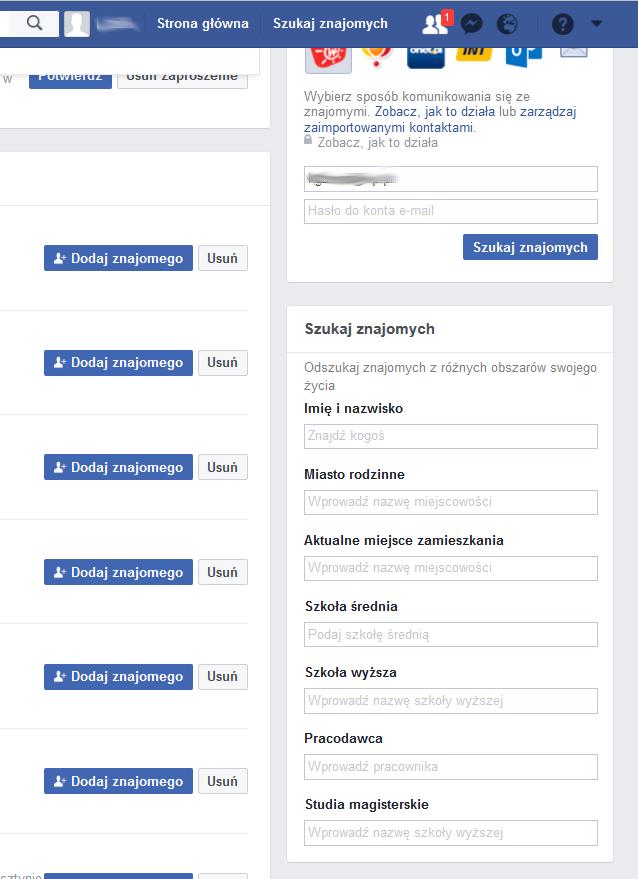 [26/59] Facebook pierwsze kroki Jeśli nie chcemy aby Facebook podpowiadał daną osobę jako możliwego znajomego wybieramy lub / umieszczone przy propozycji danej osoby.