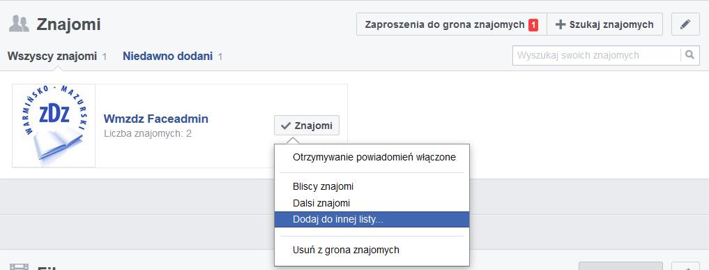 [41/59] Facebook pierwsze kroki Rys.63 Ekran przeglądu i edycji listy znajomych Mamy dostęp do wszystkich znajomych dodanych do tej listy.