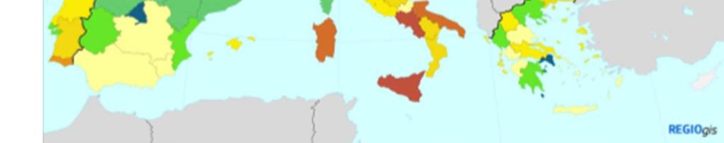 gdzie większość regionów uzyskała wynik niski lub średni.