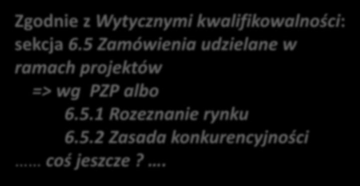 Jak udzielać zamówień w ramach projektu? Zgodnie z Wytycznymi kwalifikowalności: sekcja 6.