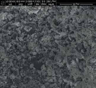 Mikrostruktura wypraski otrzymanej pod ci nieniem 150 MPa z proszku -alonu syntezowanego metod SHS. Fig. 2. Microstructure of green body obtained from the SHS derived -alon powder under 150 MPa.