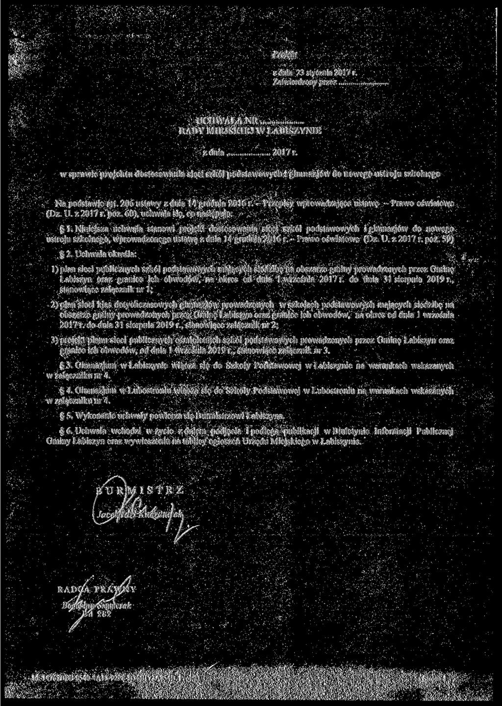 Proiekt z dnia 23 stycznia 2017 r.