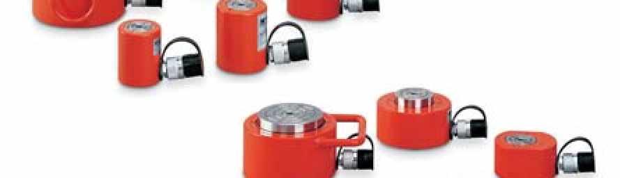 Niskie i p askie cylindry jednostronnego dzia ania z powrotem spr ynowym, 10 do 100 ton, Te kompaktowe cylindry hydrauliczne zosta y zaprojektowane do takich zastosowa jak podnoszenie i ustawianie