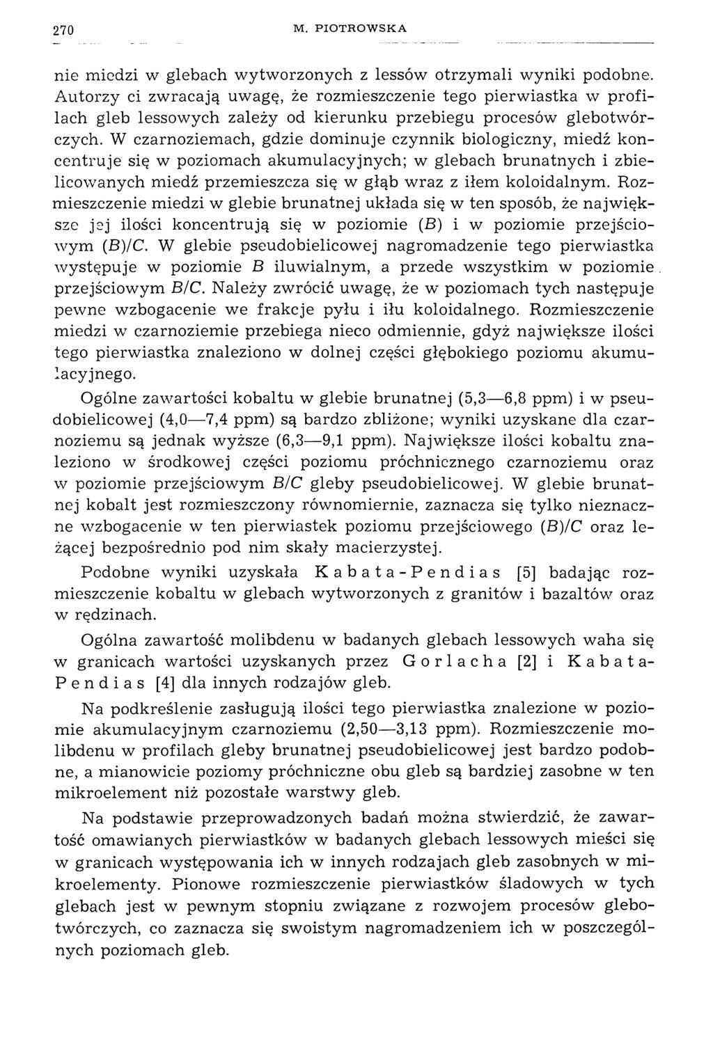 270 nie miedzi w glebach wytworzonych z lessów otrzymali wyniki podobne.