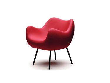 FOTEL RM58 R 71 x 65 x 69 H cm materiał: korpus - polietylen, nogi - stal lakierowana proszkowo kolor: czerwony Autorstwa Romana Modzelewskiego fotel