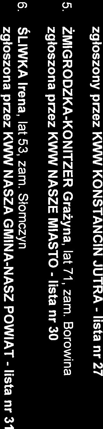 Borowina zgłoszona przez KWW NASZE MIASTO - zgłoszona przez KW PRAWO I
