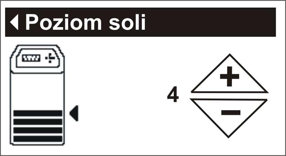 Po dosypaniu i wyrównaniu poziomu soli, należy zwrócić uwagę na naklejkę z numerowaną skalą, znajdującą się na studzience solankowej. Skala wewnątrz zbiornika obejmuje od 0 do 8.