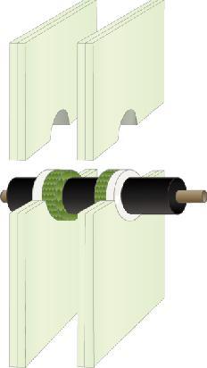 [Rys. 41] KABLE ODPORNOŚĆ OGNIOWA EI 60 (E 120) [Rys. 42] RURY STALOWE otworu Ø170mm Maksymalny otwór Ø170mm Kable Ø80mm pojedyncze lub w wiązce Ø100mm głęb. 20mm z obu głęb. 12,5mm z obu Szer.