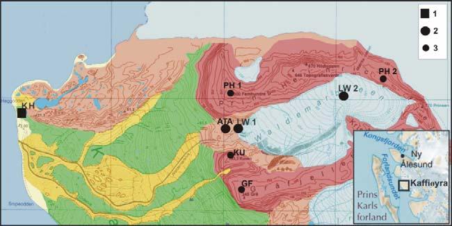 Ryc. 1. Położenie stacji meteorologicznych wykorzystanych w opracowaniu na podkładzie mapy topograficznej K.R. Lankaufa (2002).