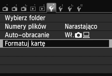 3 Formatowanie karty Jeśli karta jest nowa lub została sformatowana w innym aparacie lub w komputerze osobistym, zaleca się przeprowadzenie formatowania karty