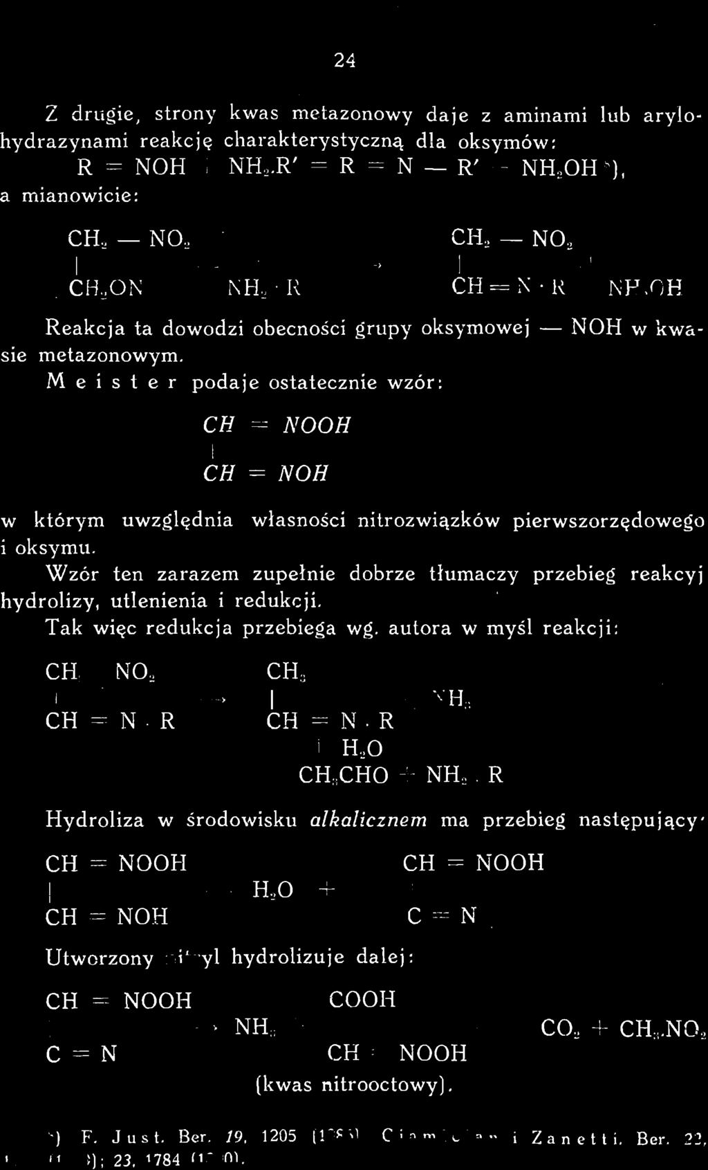 Hydroliza w środowisku alkalicznem ma przebieg następujący