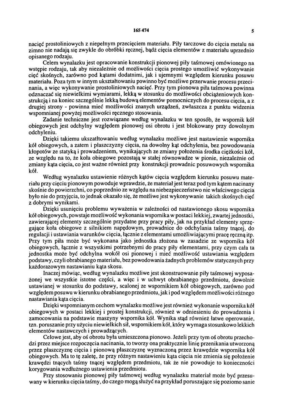 165 474 5 nacięć prostoliniowych z niepełnym przecięciem materiału.