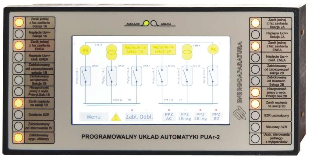 1. ZSTOSOWNIE Urządzenie PUr-2 w konfiguracji SZR służy do samoczynnego załączenia rezerwy zasilania w rozdzielniach 400/230V.