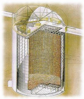 Neutrina atmosferyczne - eksperyment Super-K Eksperyment Super-Kamiokande Stara kopalnia, 1 km pod ziemia Walec (40 m 40 m) wypełniony