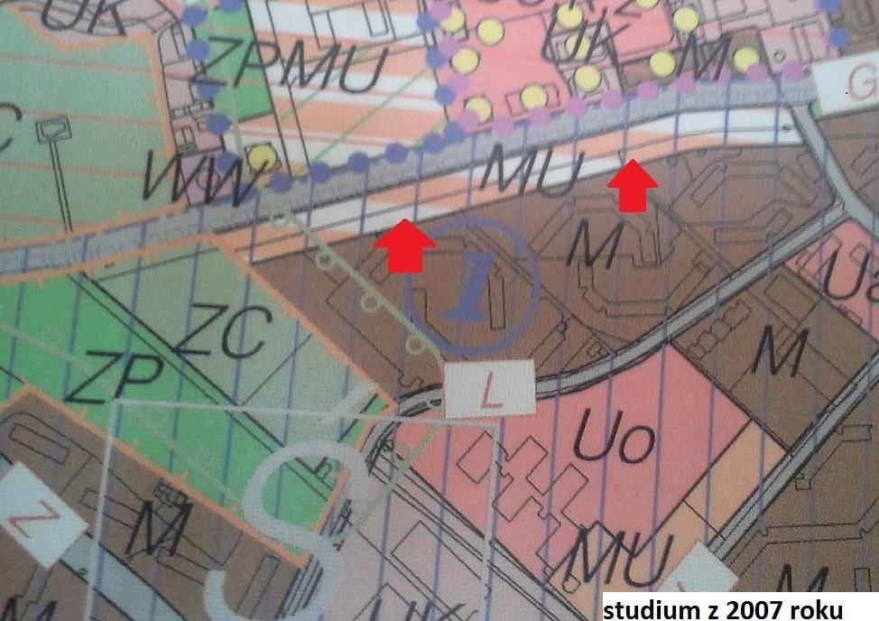 Plan ze studium z 2007 roku dopuszczał możliowść zabudowy działki z